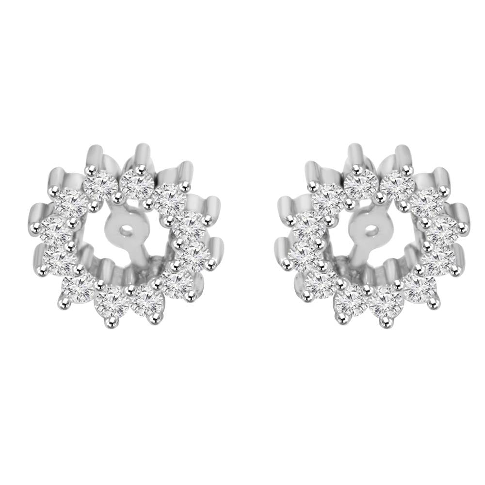 1/2 CT Diamond Earrings Jackets 14K White Gold (5-5.5mm)