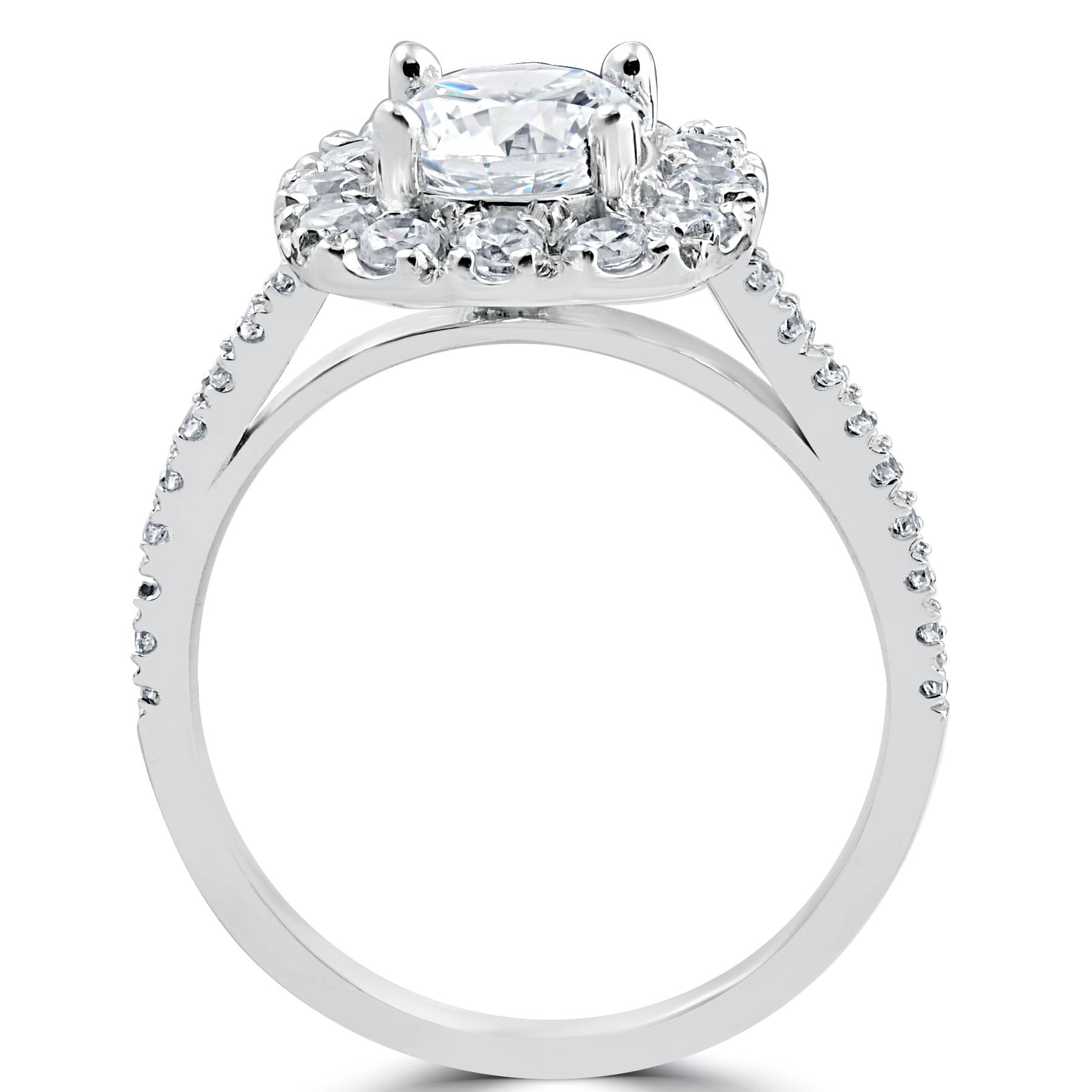 2 1/2 CT Round Cut Diamond Solitaire Engagement Ring Gold Enhanced Halo