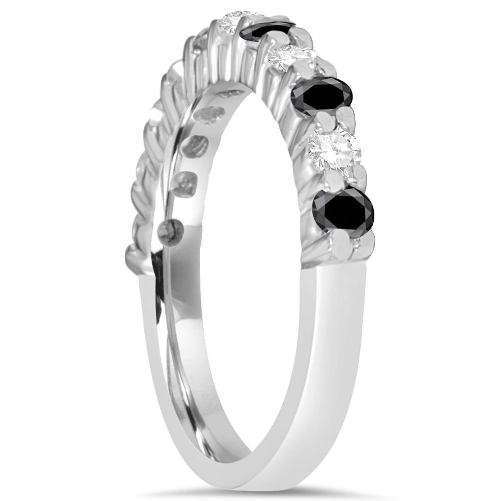 5/8 ct Black & White Diamond Wedding Ring 14K White Gold