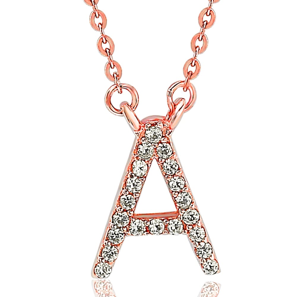 Suzy Levian 14K Rose Gold 0.10 ctw Diamond Letter Initial Necklace