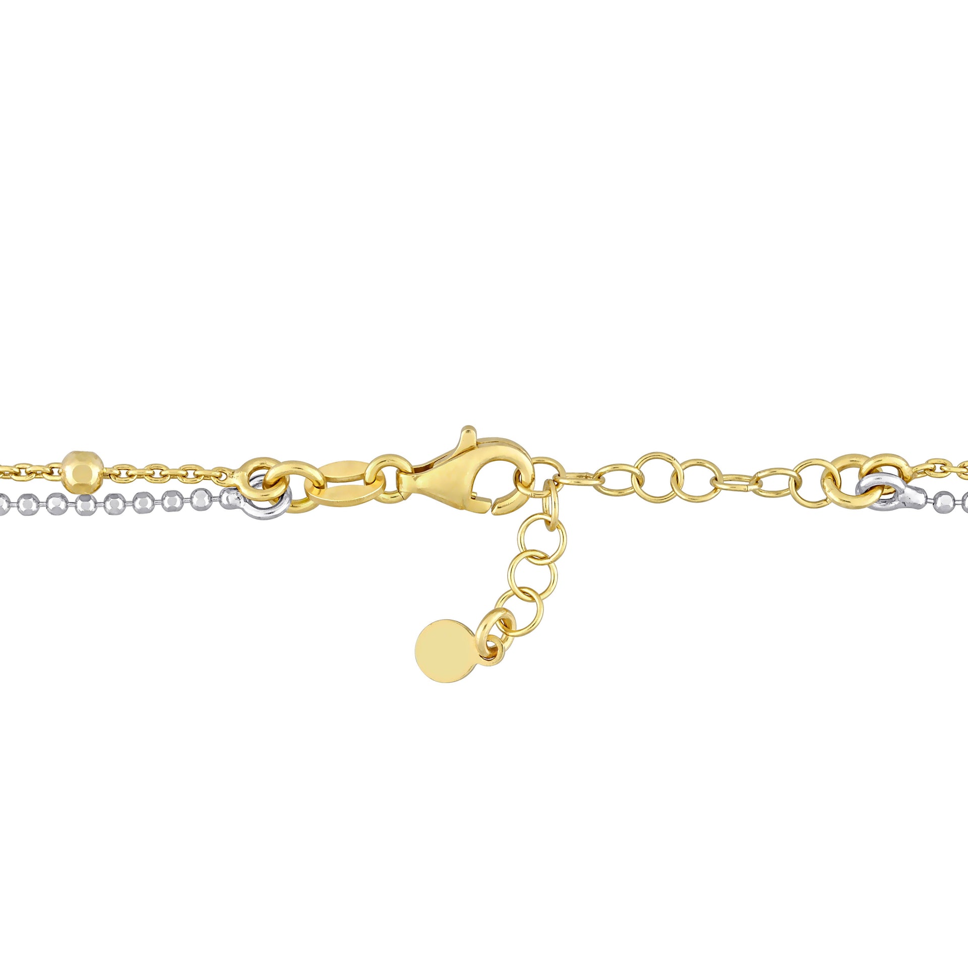 2-Tone 2-Strand Ball Bead Chain Necklace in 18K Yellow Gold Plated Sterling Silver, 19 in