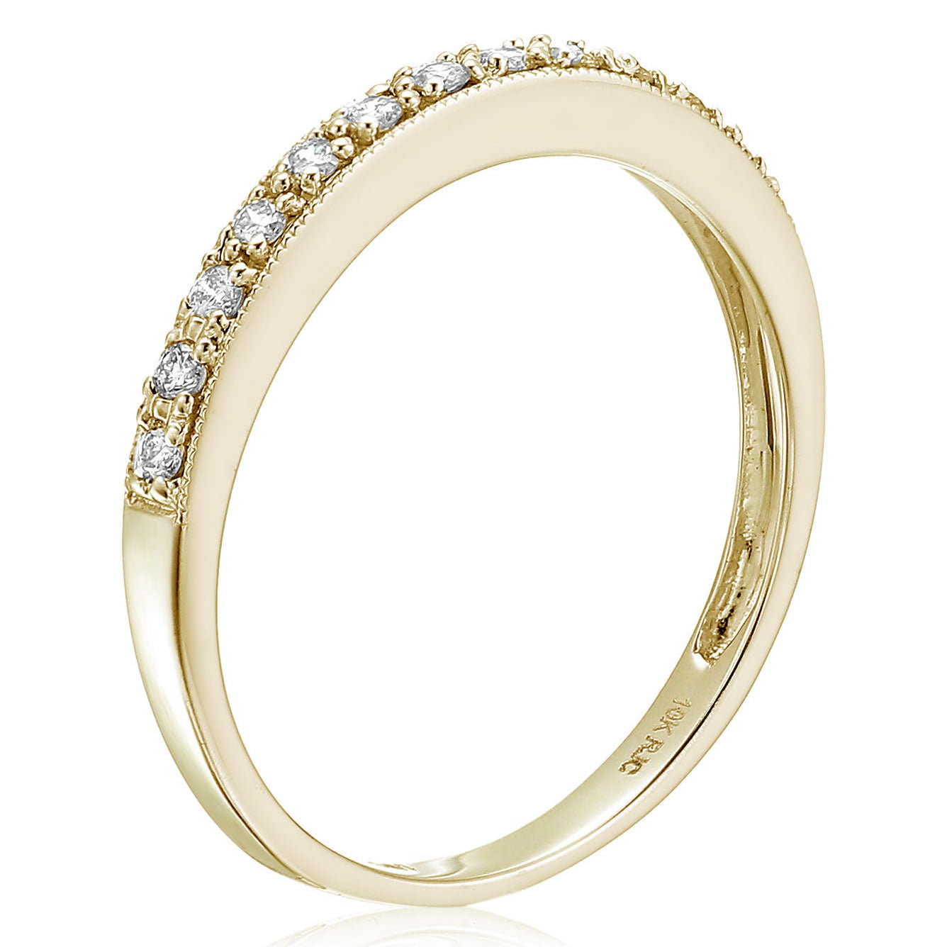 1/6 cttw Petite Diamond Wedding Band in 10K Gold with Milgrain