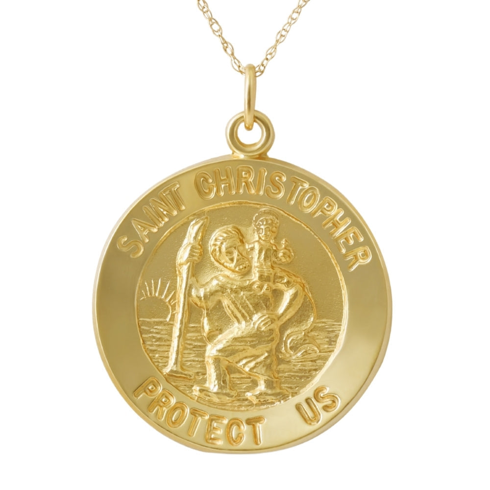 14k Yellow Gold St. Christopher Medal Pendant 1' Tall 5.5 Grams