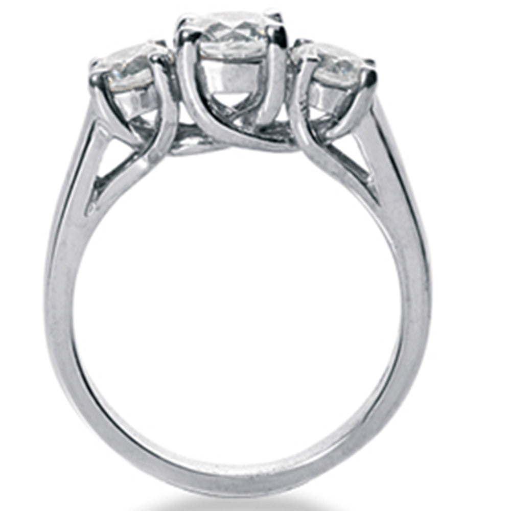 2 1/2 CT Three Stone Diamond Ring 14K White Gold