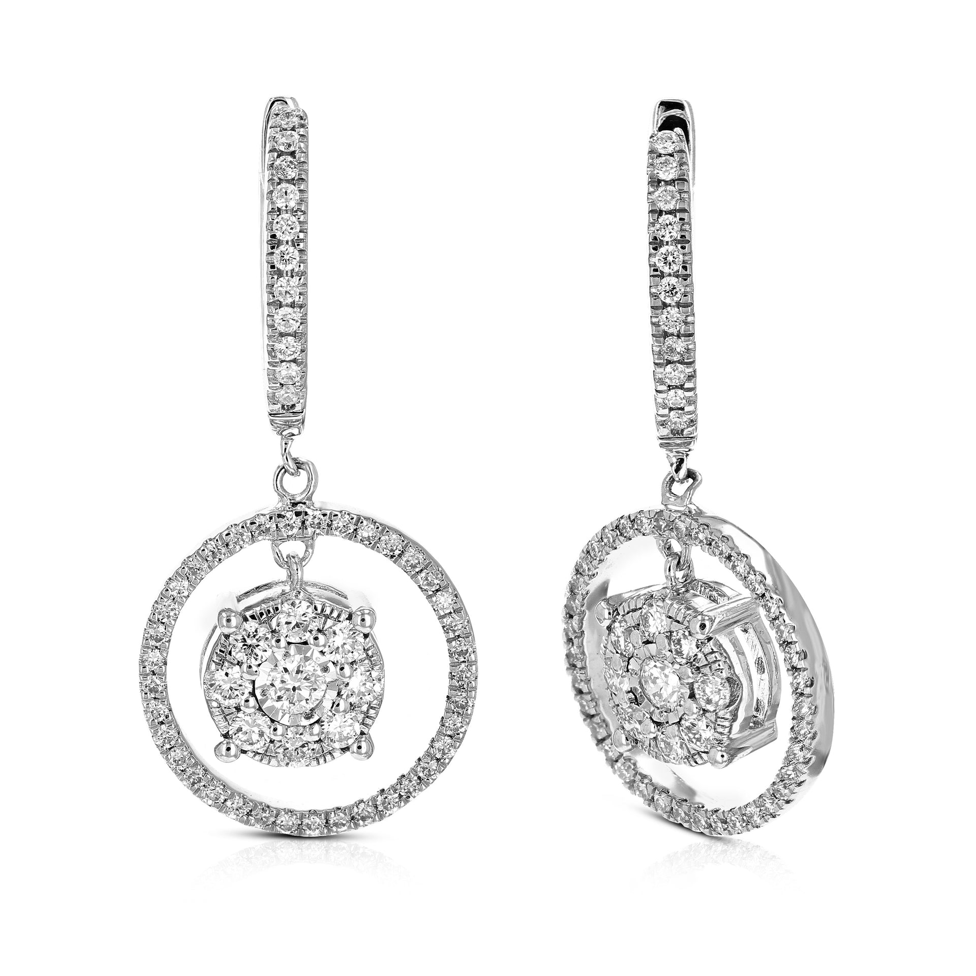 1 cttw 190 Stones Round Lab Grown Diamond Dangle Earring .925 Sterling Silver Prong Set, 2/5 Inch