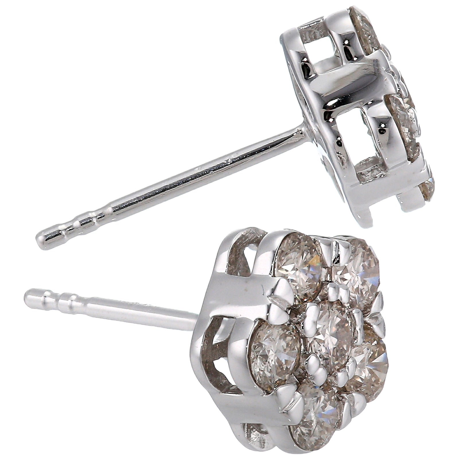 1 cttw Diamond Stud Earrings In 14K White Gold I1-I2 Clarity With Push-Backs