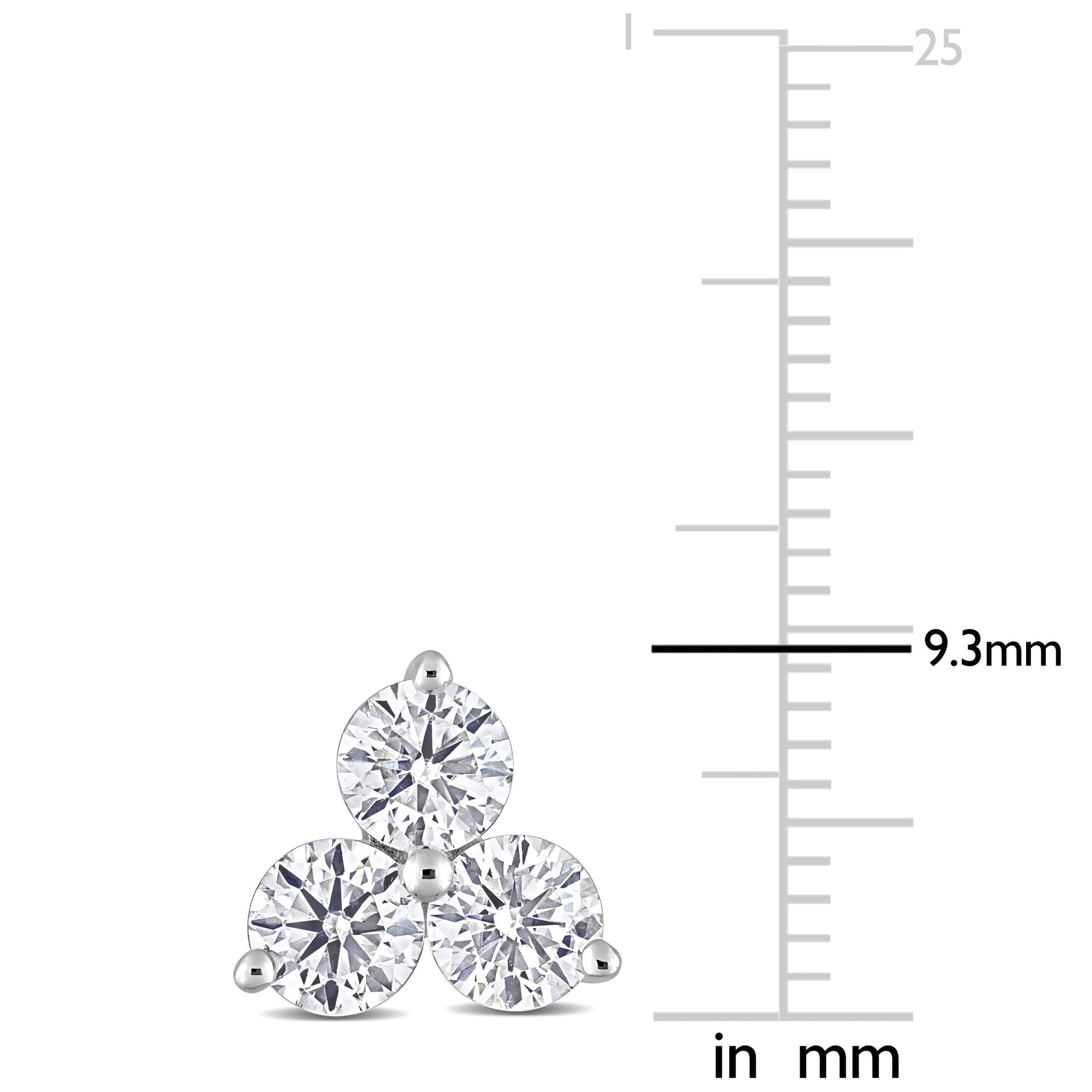 2 1/6 CT DEW Created Moissanite Three-Stone Stud Earrings in Sterling Silver