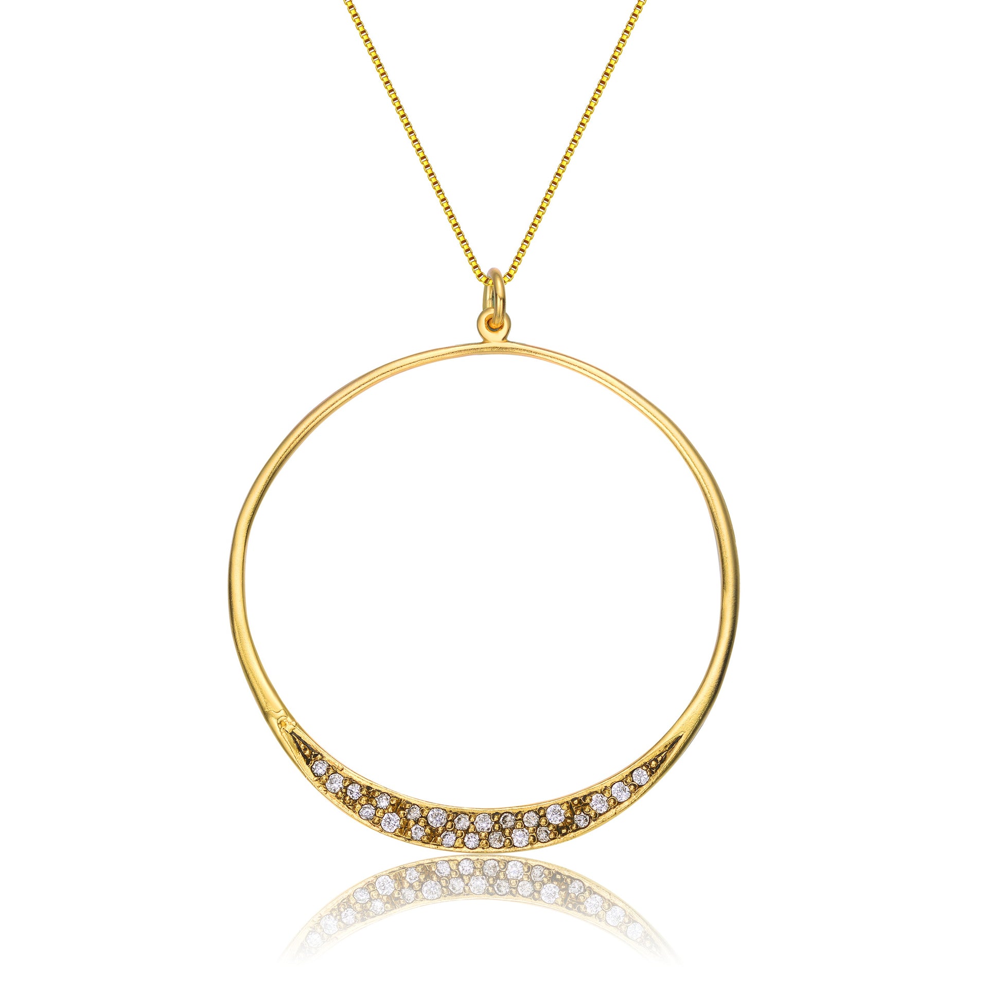 Gold Overlay Cubic Zirconia Halo Necklace