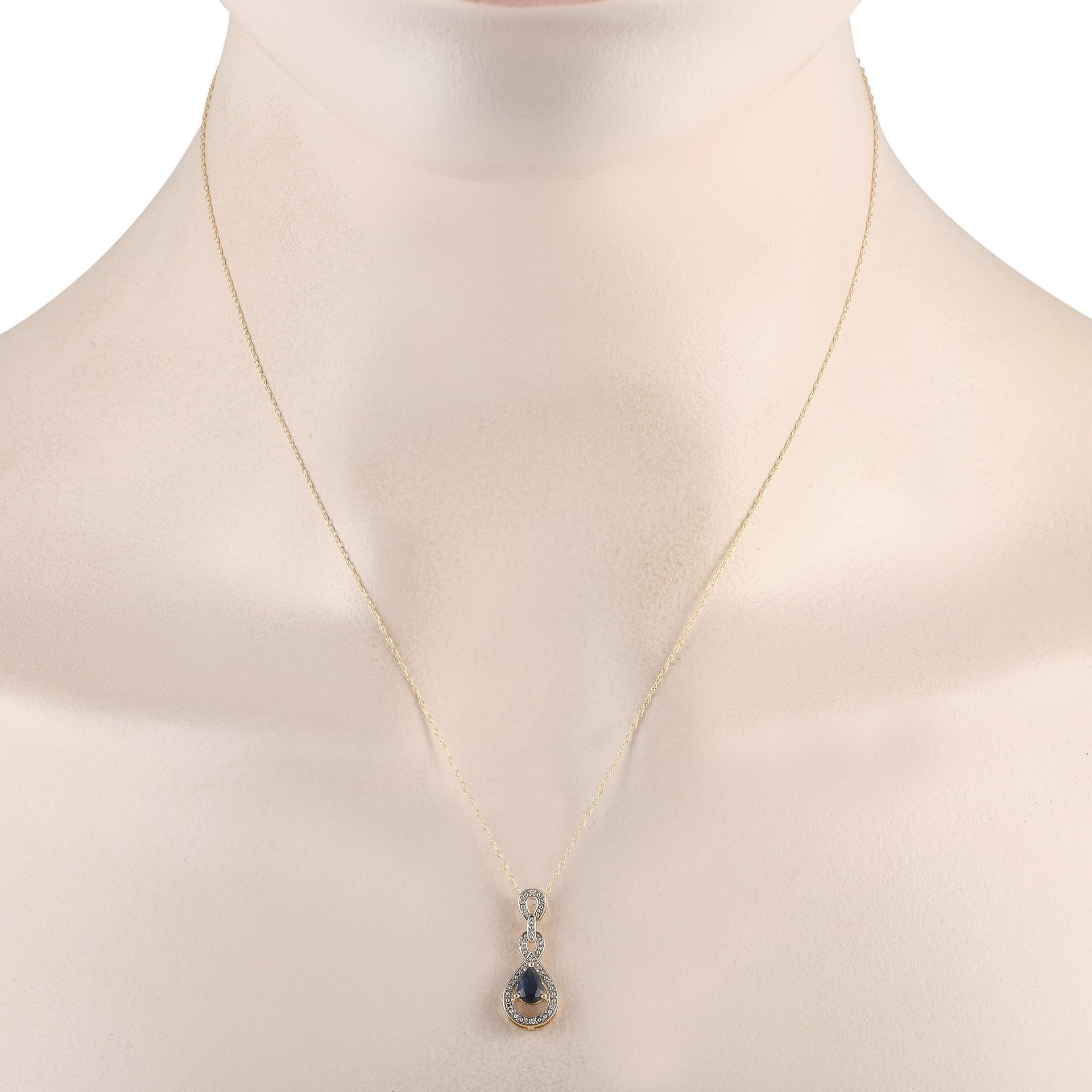 LB Exclusive 14K Yellow Gold 0.08ct Diamond and Sapphire Necklace PD4-16318YSA