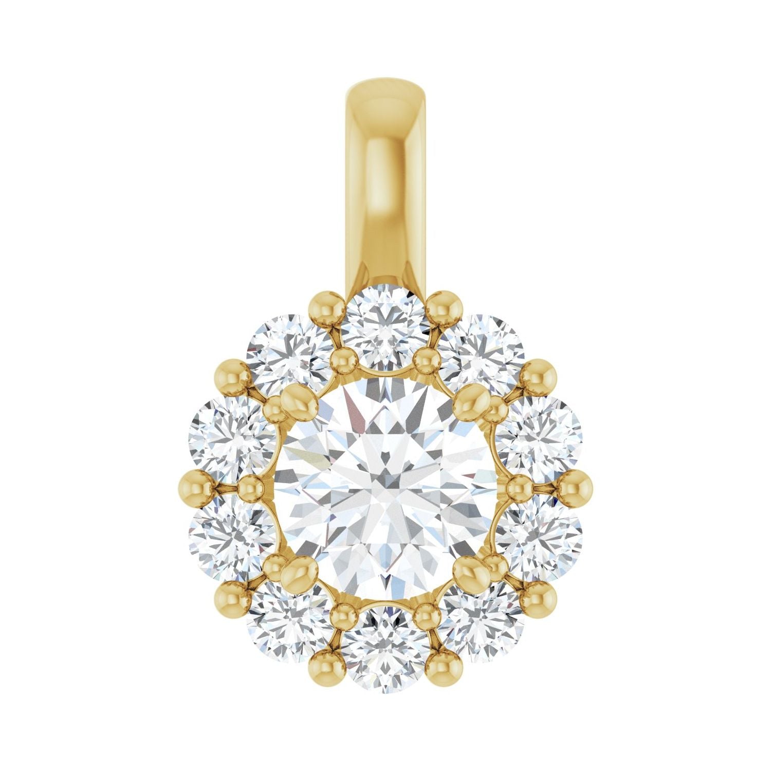 14k Gold 1ct Lab-grown Diamond Halo-style Pendant