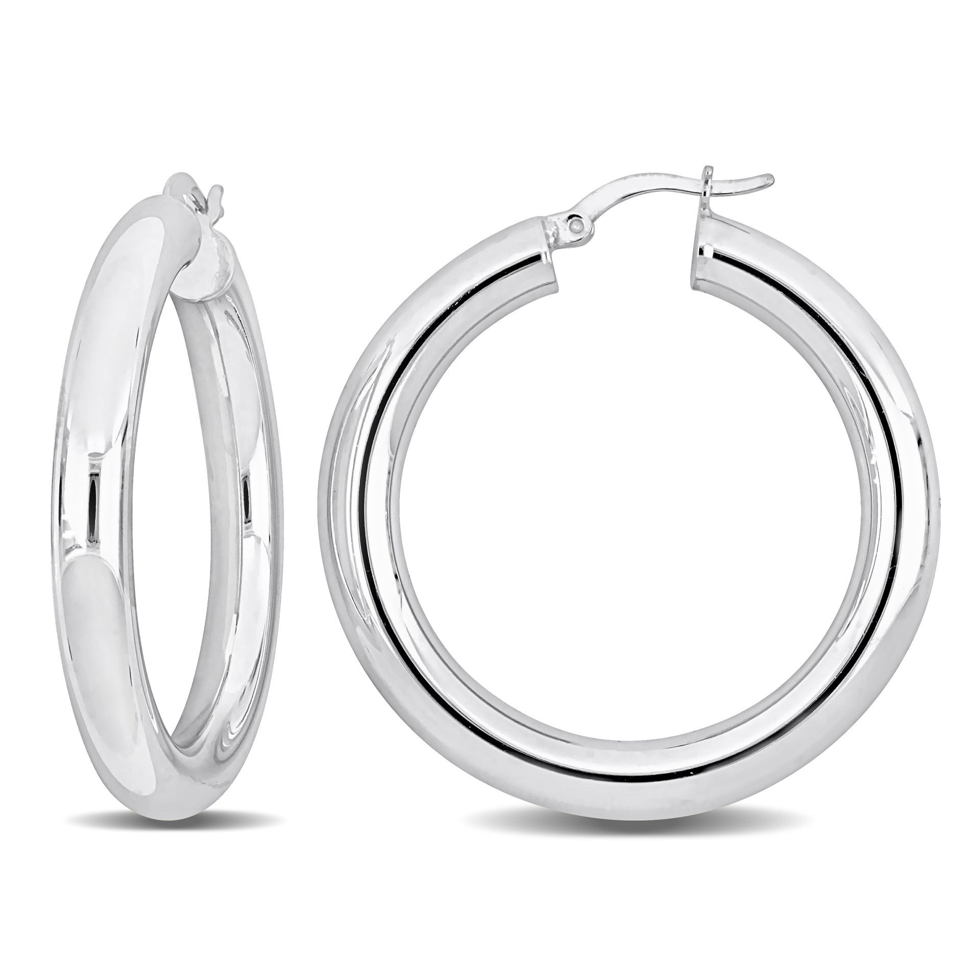 Mimi & Max 40x5mm Hoop Earrings in Sterling Silver