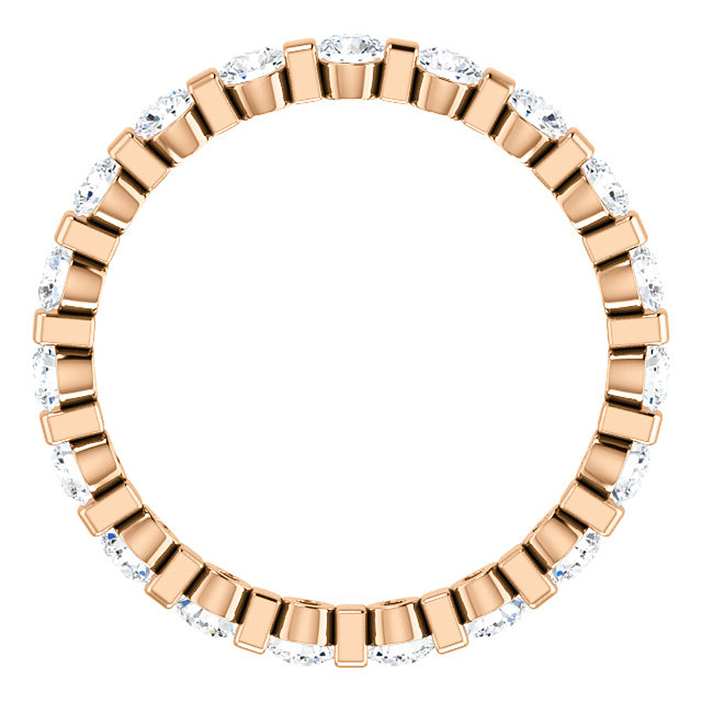 1 Ct Diamond Bar Set Eternity Wedding Ring in 14k Rose Gold