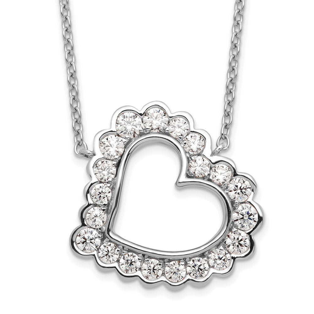 14K White Gold 3/4 CT Lab Grown Diamond Heart Pendant Necklace 18' Clarity VS Color G-H