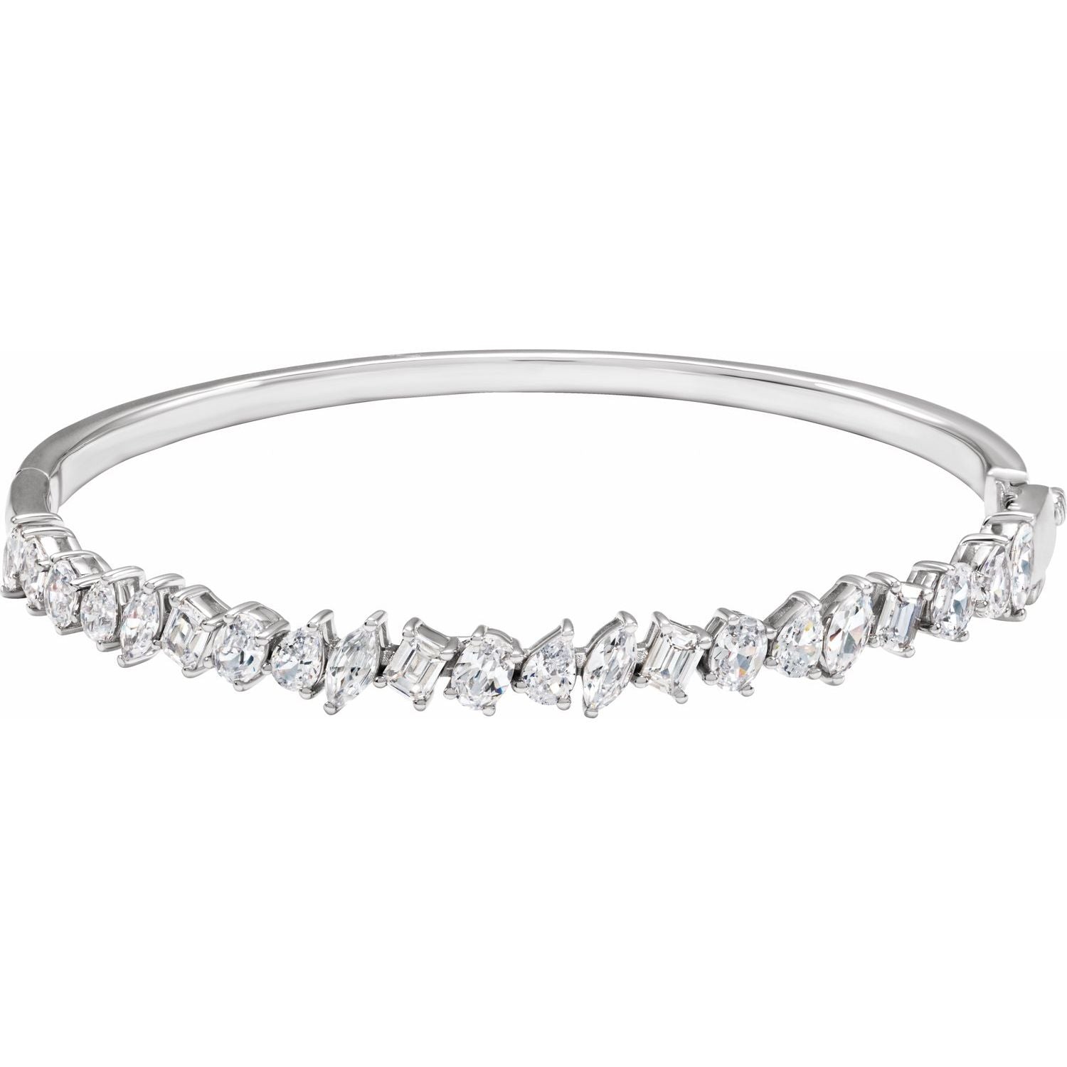 14k White Gold 4 1/5 Ctw Lab-grown Diamond Bangle Bracelet 7'