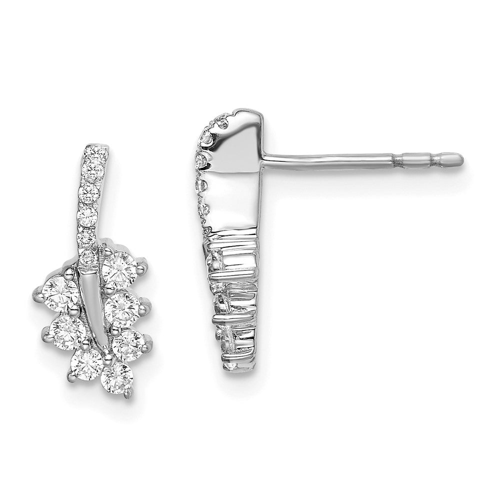 14K White Gold 3/8 CT Lab Grown Diamond Leaf Stud Earrings VS Clarity G-H Color