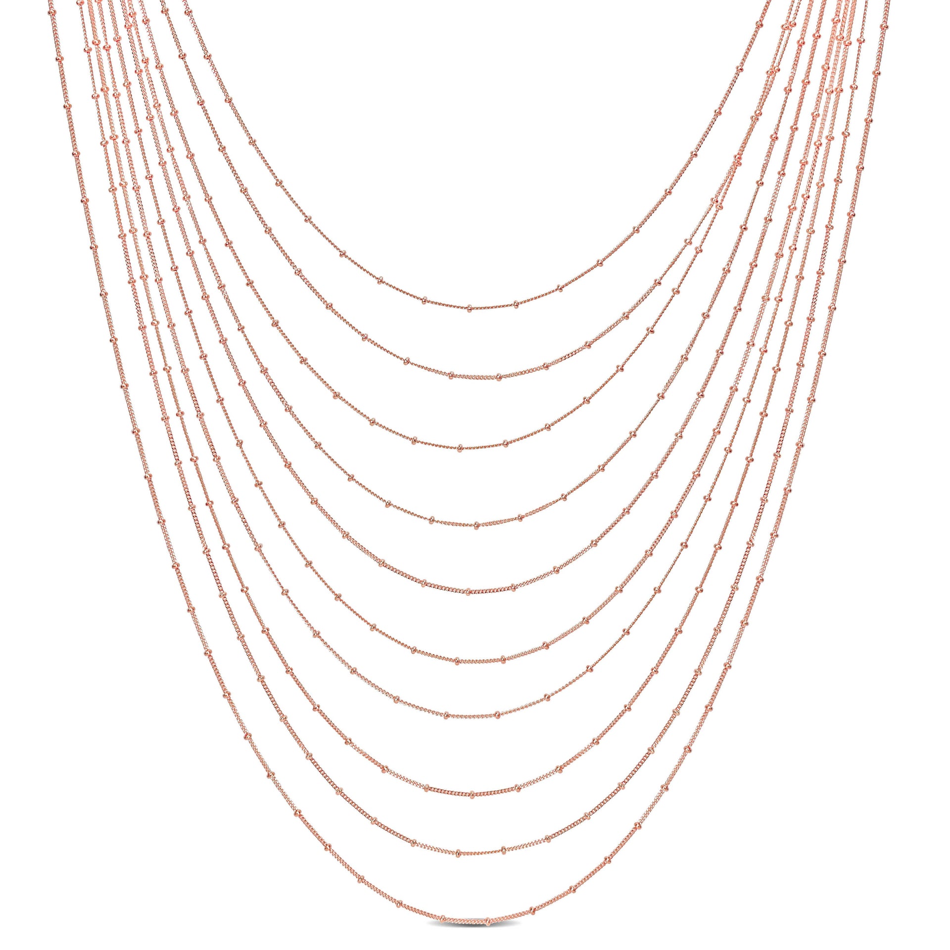 Mimi & Max Multi-Strand Chain Necklace in Rose Plated Sterling Silver - 18 in