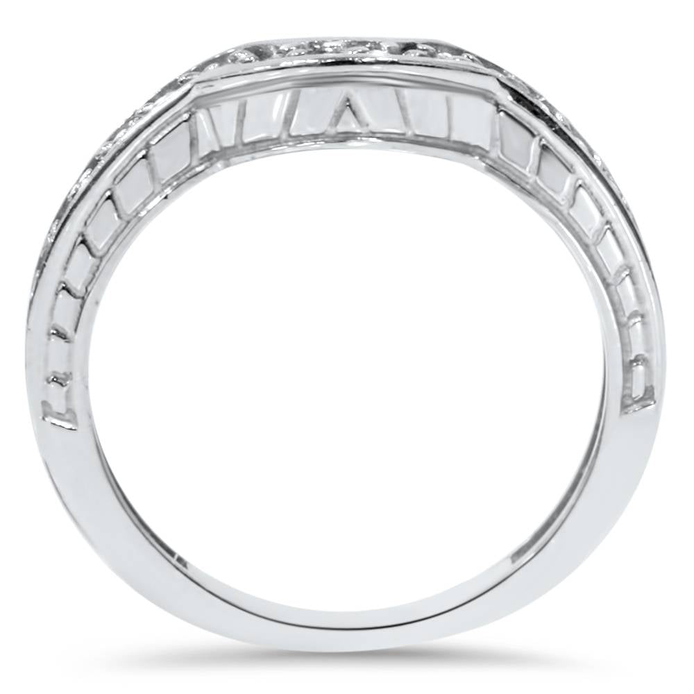 1/4ct Notched Wedding Ring Curved Antique Like Enhancer