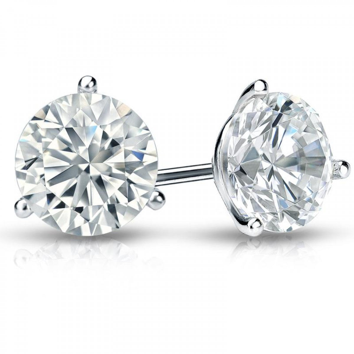 14K White Gold 2.00cts. Center Stone Diamond Stud Earrings