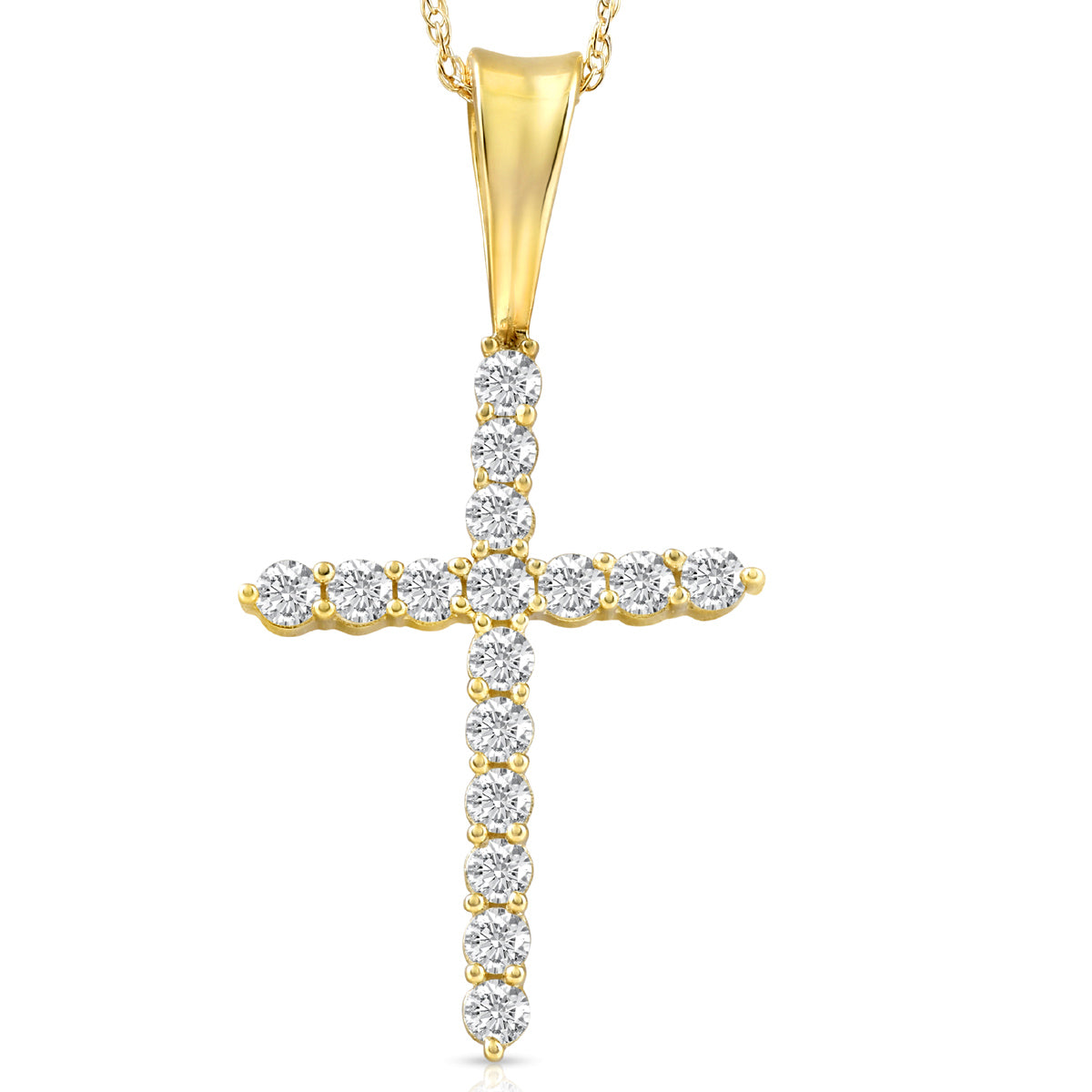 1/2 Ct Diamond Cross Pendant Necklace 18' Yellow Gold