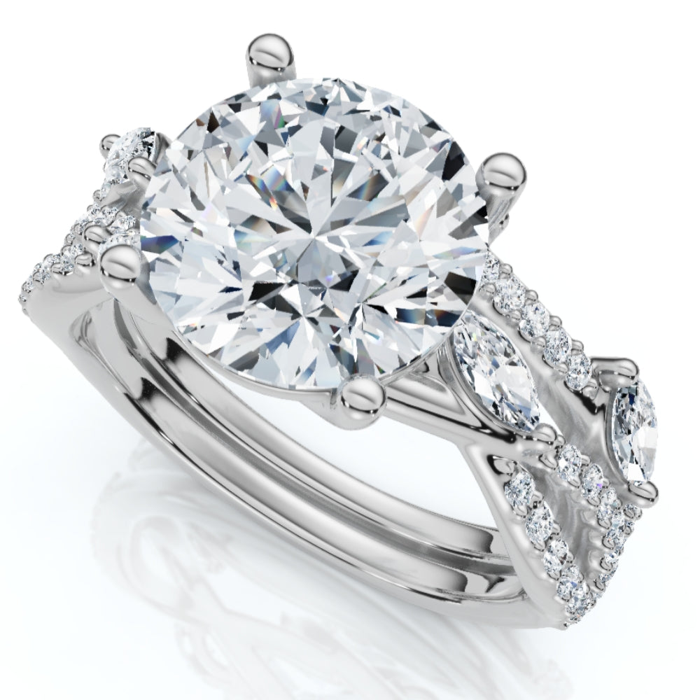 Certified 3 5/8ct Diamond Engagement Wedding Ring Set 14k Gold Lab Grown