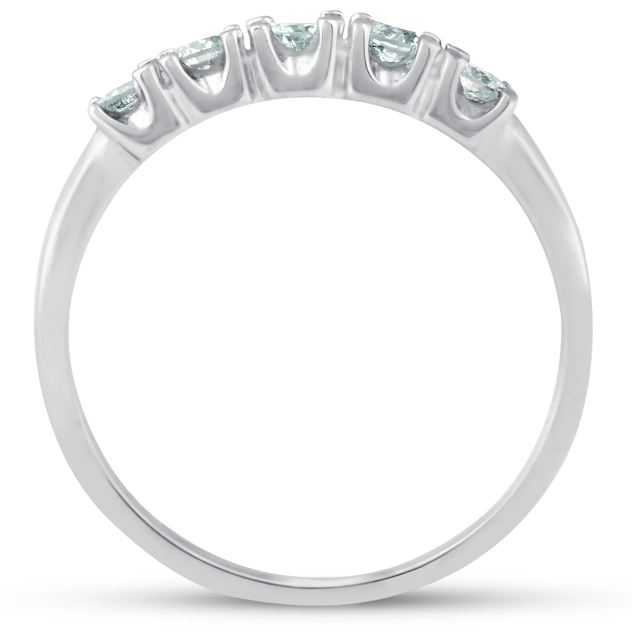 1/4ct 5 Stone Diamond Wedding Ring 14K White Gold