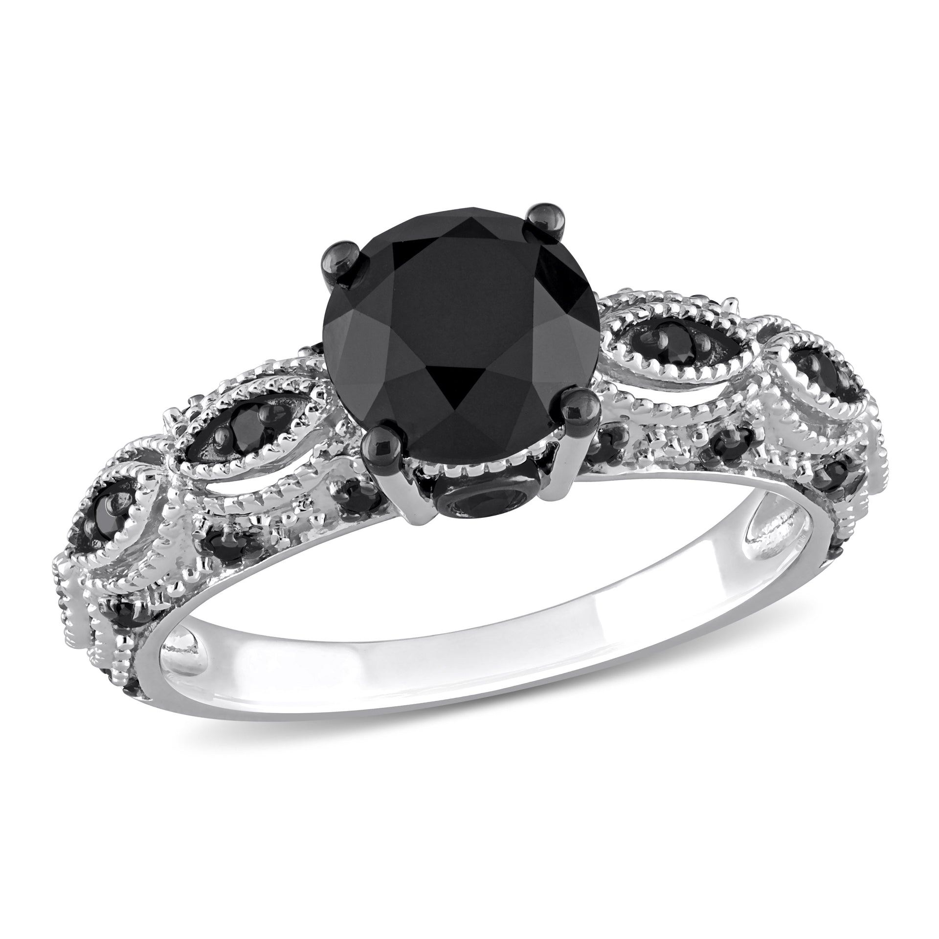 2 ct TW Black Diamond Engagement Ring in 10k White Gold