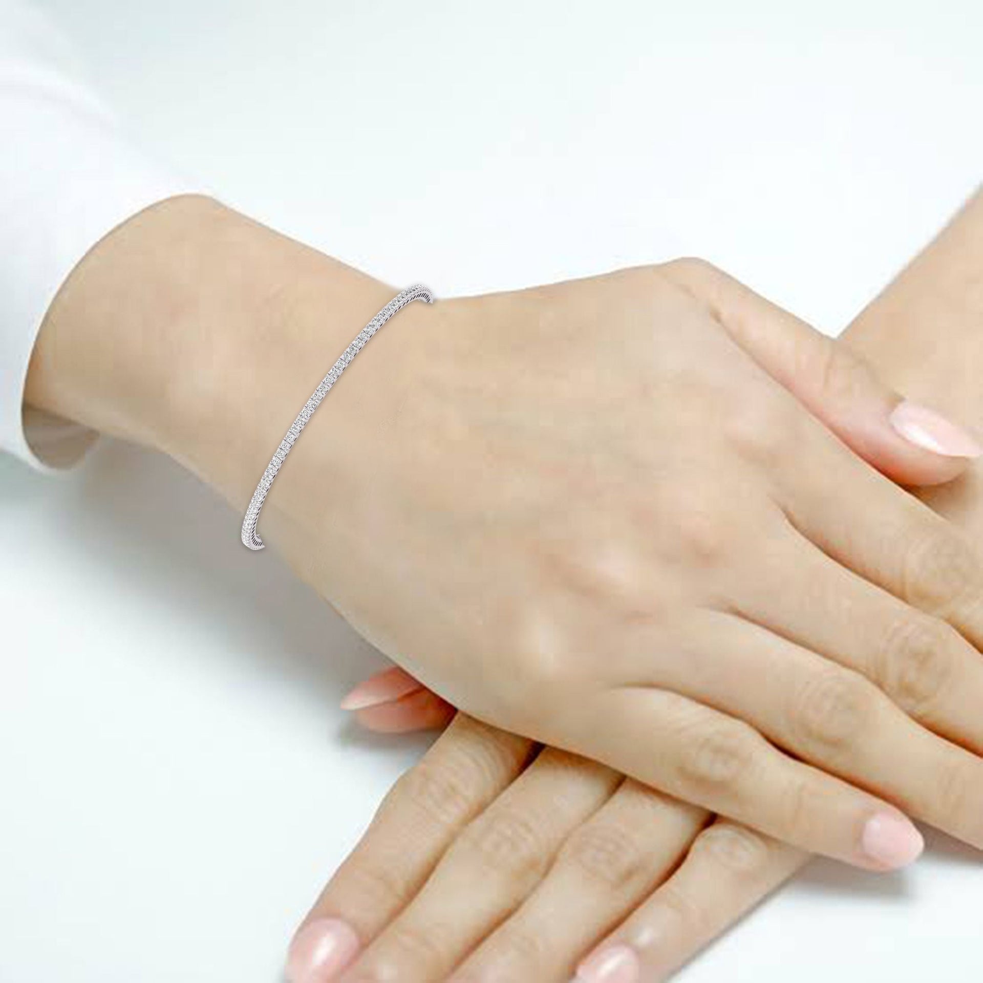 Diana M Lab 1 Carat TW Diamond Tennis Bracelet in 14K White Gold