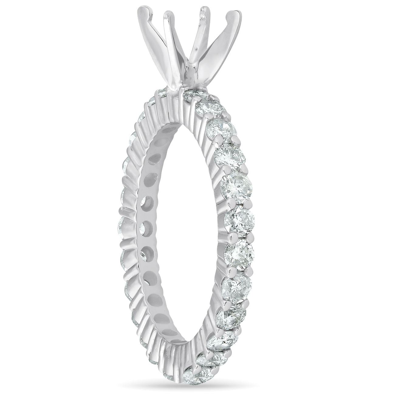 1 1/2 CT Diamond Eternity Mount Engagement Ring Setting 14k White Gold
