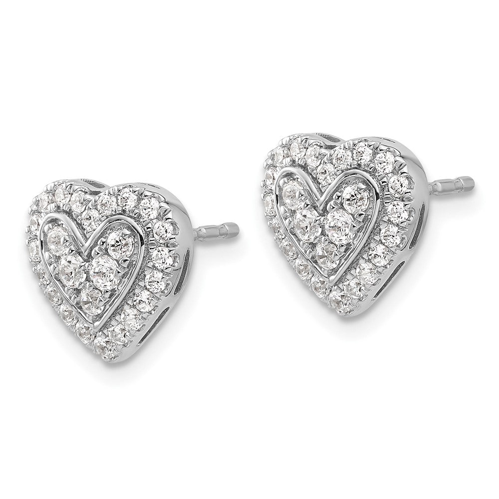 14K White Gold 3/4 CT Lab Grown Diamond Halo Heart Stud Earrings VS Clarity G-H Color