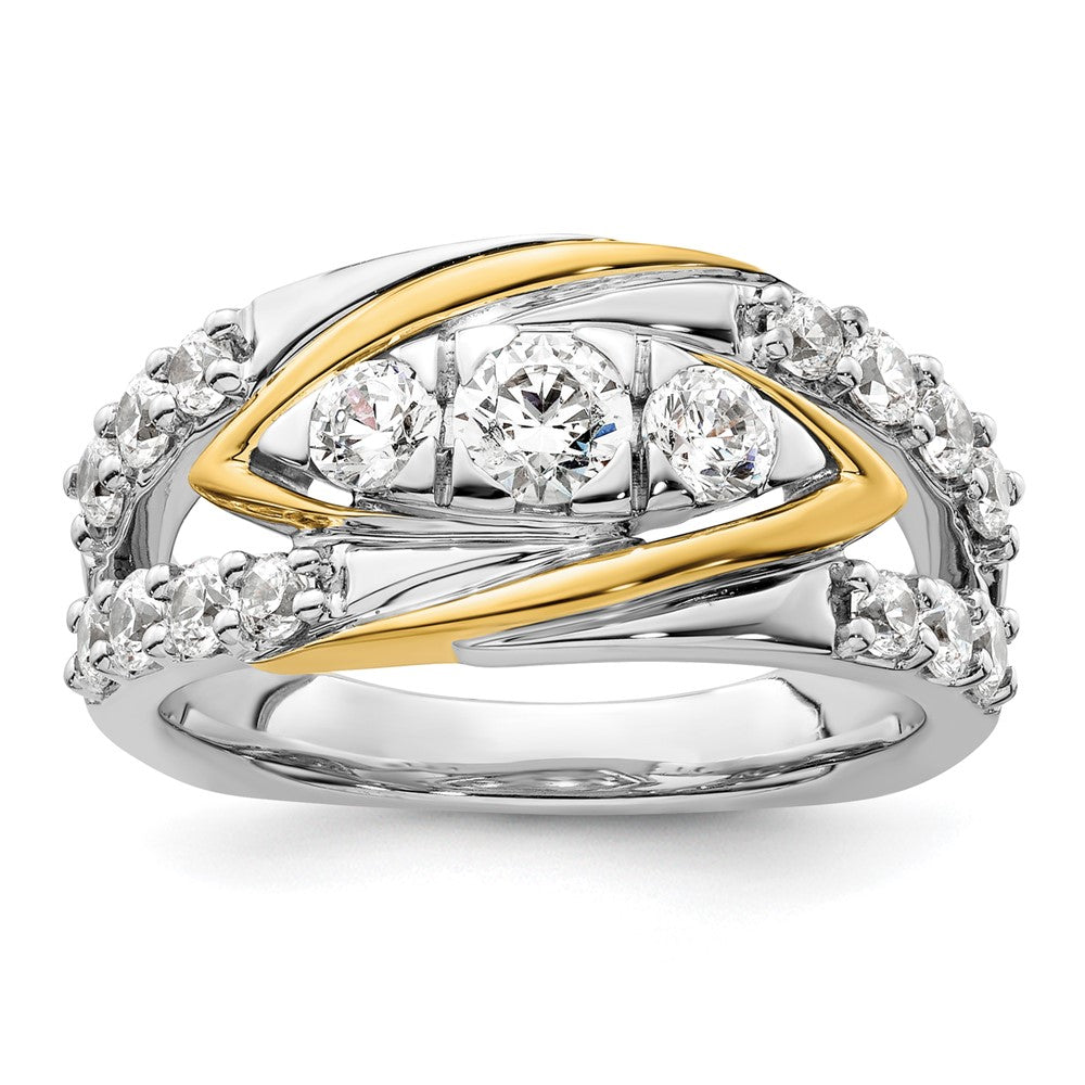 14k Two-tone Lab Grown Diamond Wedding Band Ring 1.15ct Clarity- VS Color- G-H