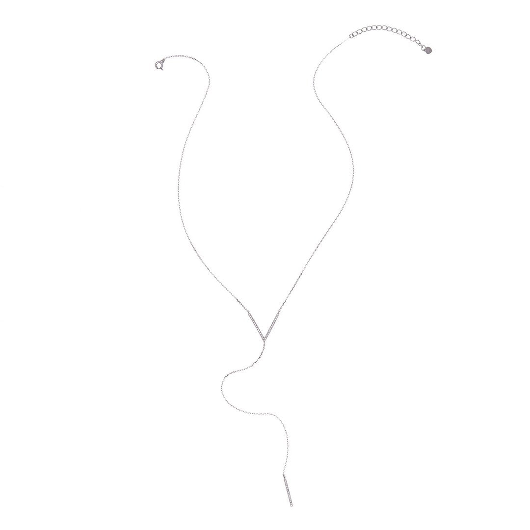 Adornia V Necklace with Drop Chain silver