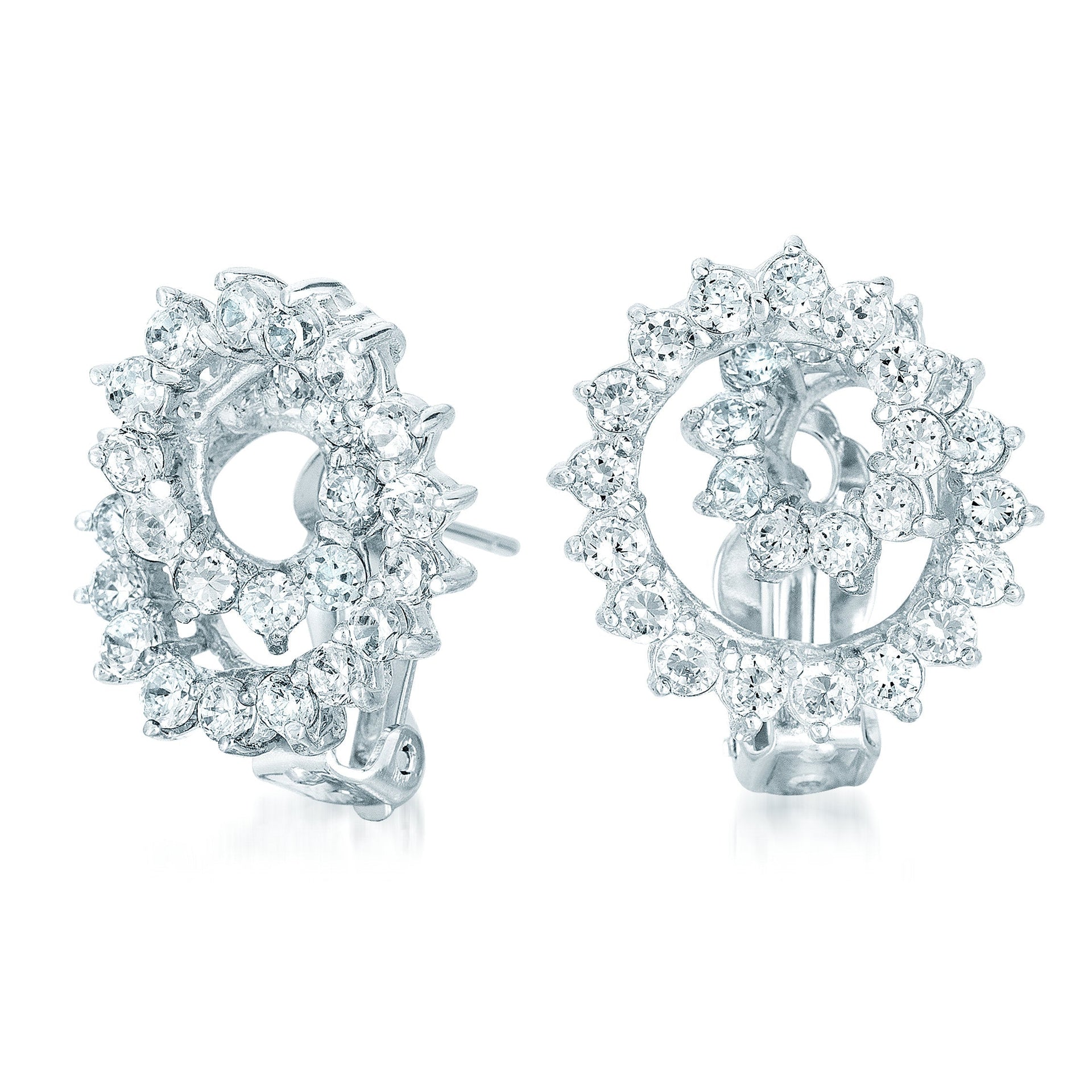 Sterling Silver Cubic Zirconia Flower Stud Earrings