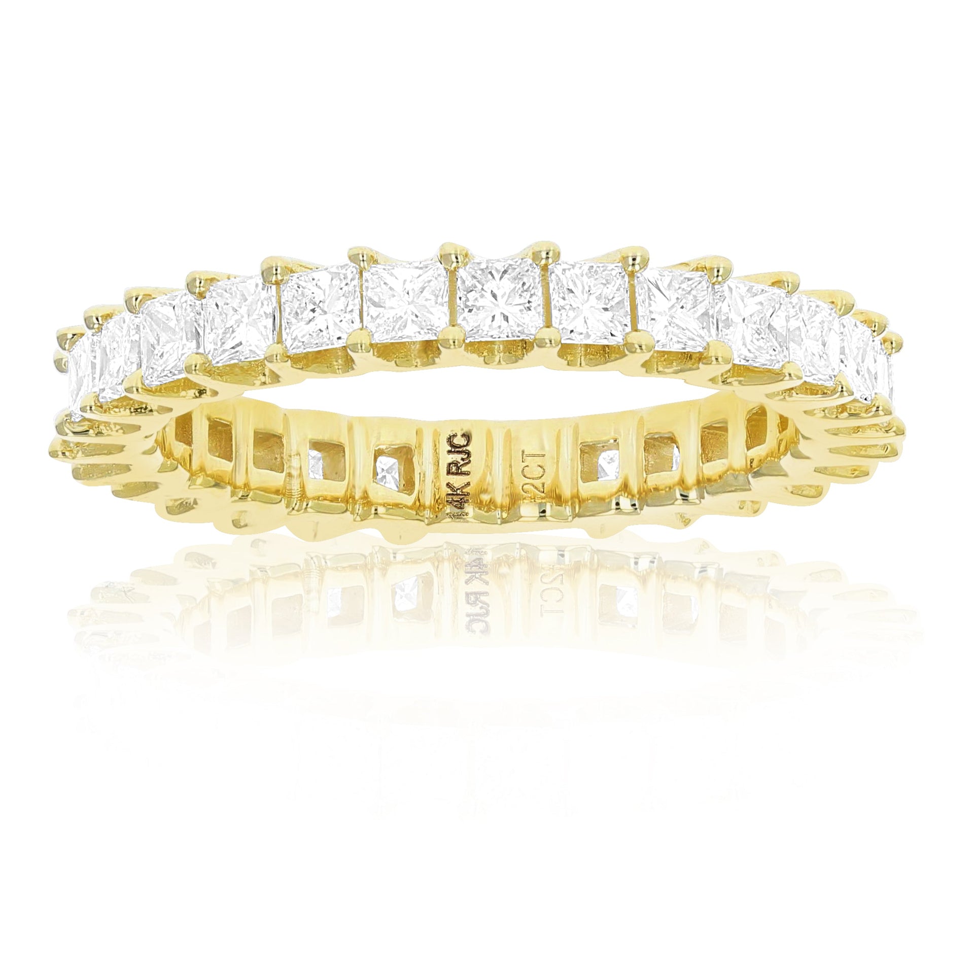 2 Cttw Diamond Eternity Ring For Women Princess Cut Diamond Wedding Band In 14K Gold Prong Set