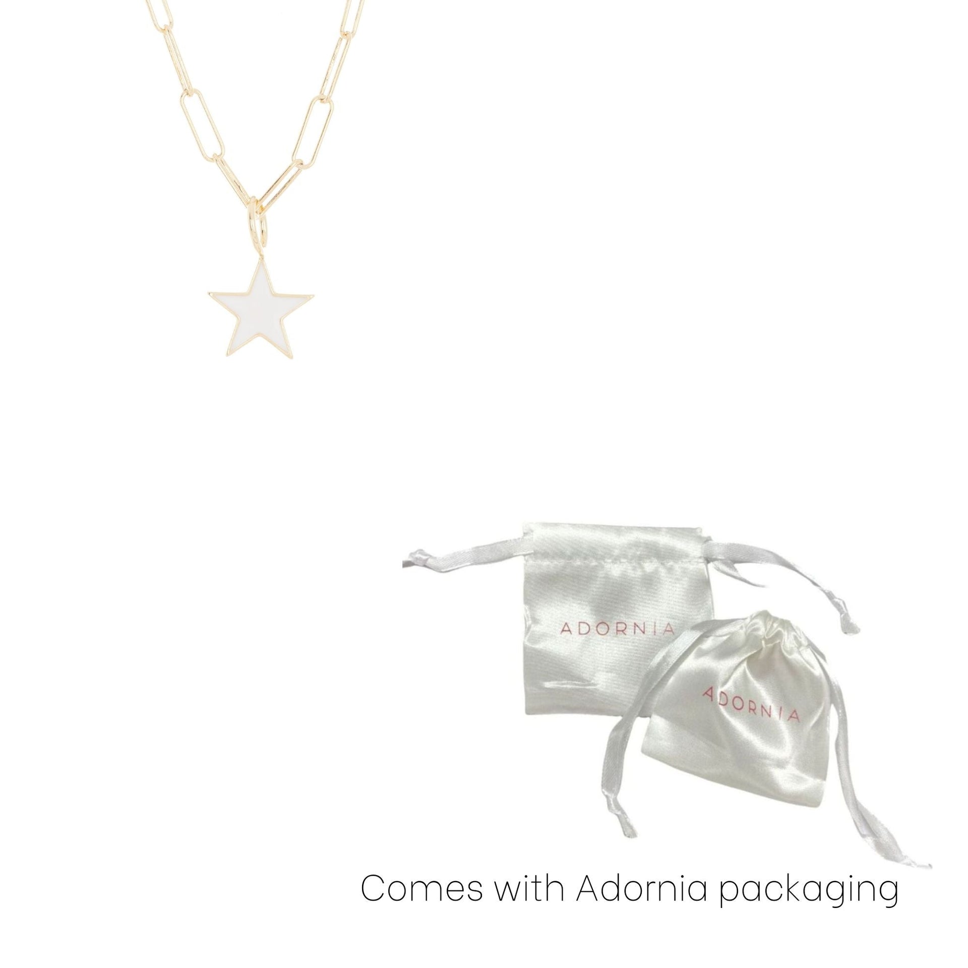 Adornia White Enamel Star Pendant Necklace gold