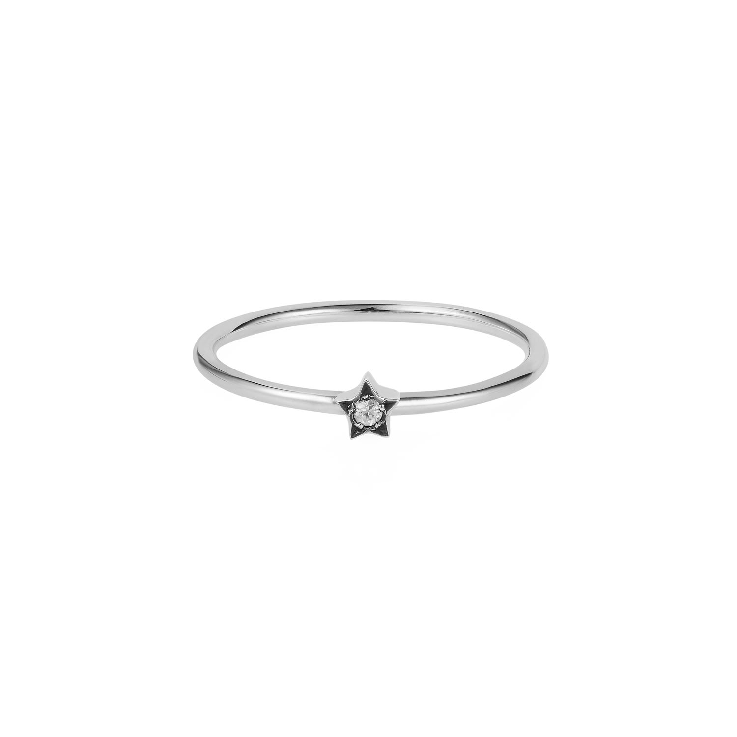 Tiny Star Ring - Diamond & Silver