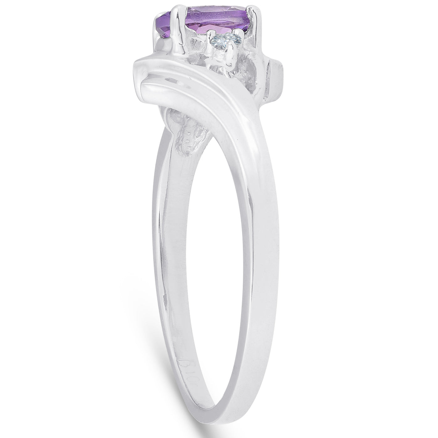 5/8 ct Amethyst & Diamond Ring 10K White Gold