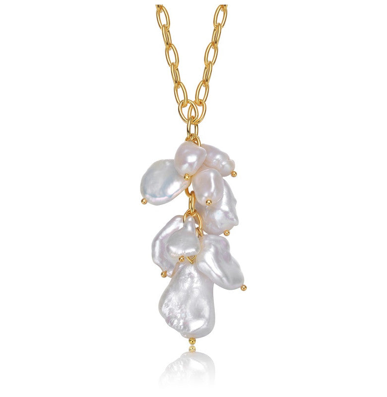 Sterling Silver Gold Plated Freshwater Pearl Drop Pendant Necklace