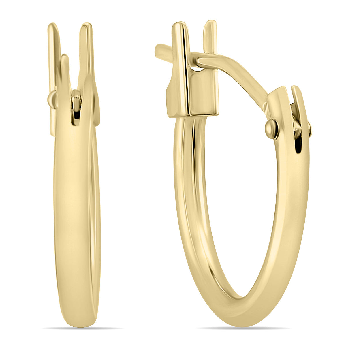 14K Yellow Gold 10mm Hoop Earrings 1.5mm Gauges