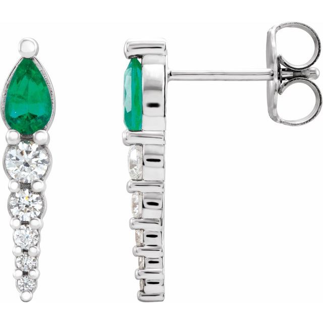 1.4Ct Emerald-Cut Lab-grown and Natural Diamond Earrings in 14K White Gold