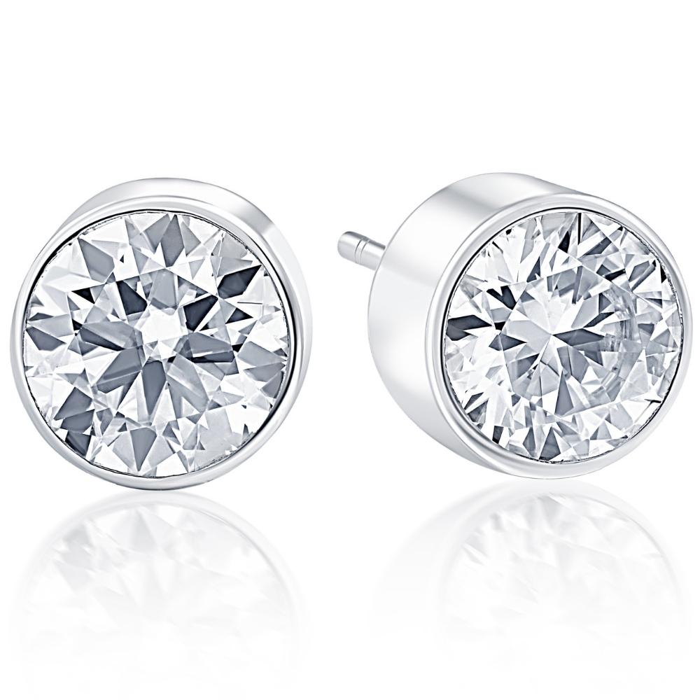 1.50Ct Round Brilliant Cut Natural Diamond Stud Earrings in 14K Gold Round Bezel Setting
