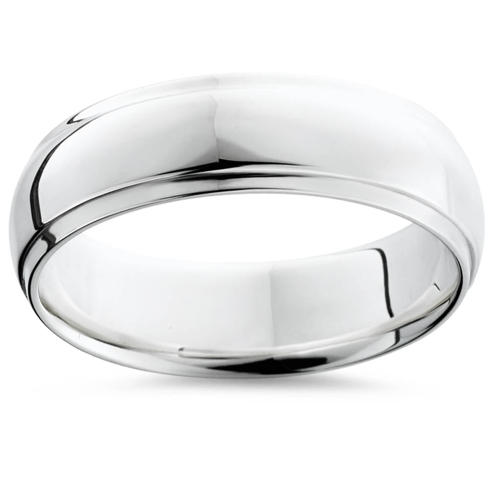 Step Cut Polished Wedding Band 950 Platinum Size Selectable