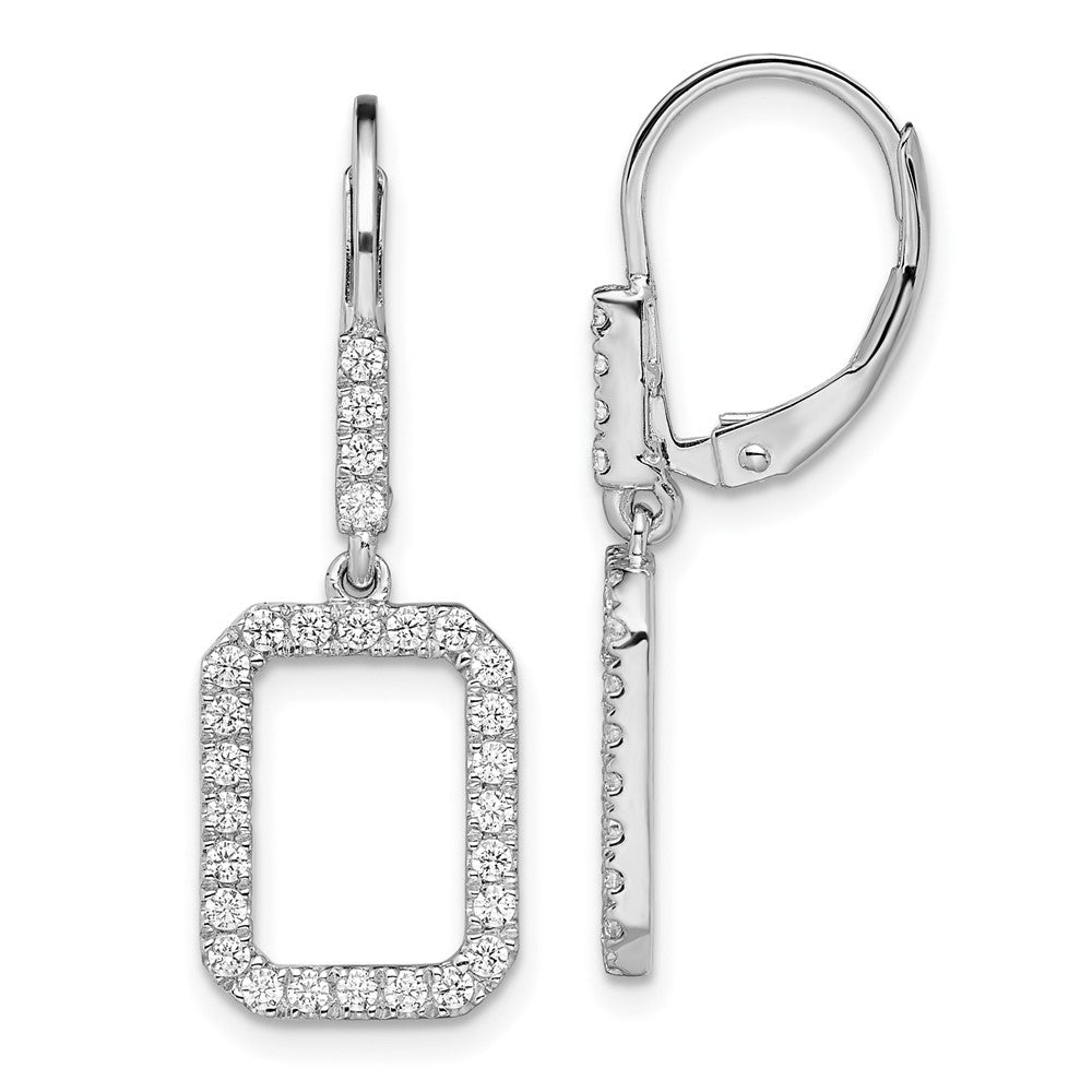 14K White Gold 1/2 CT Lab Grown Diamond Rectangle Leverback Earrings VS Clarity G-H Color