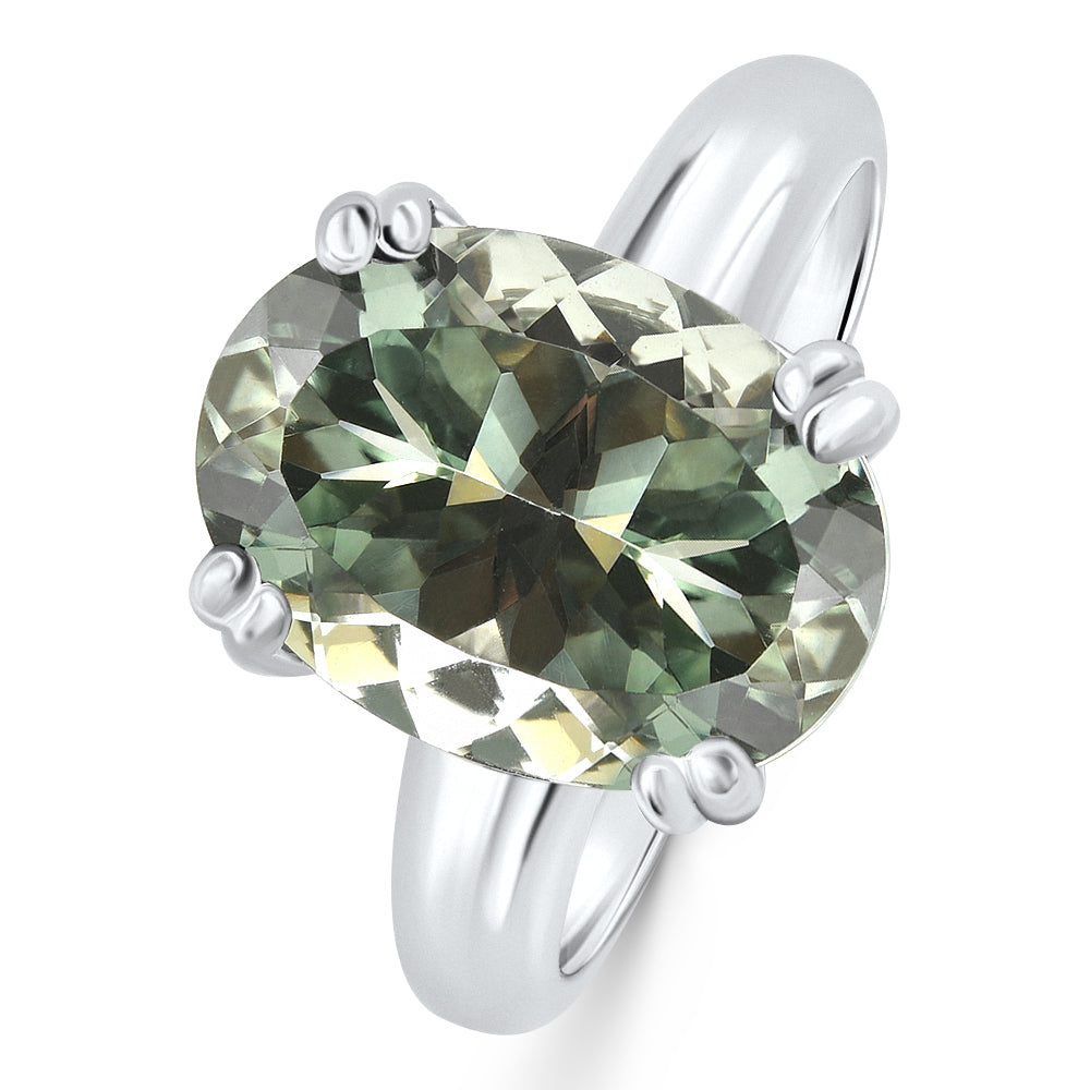 5Ct Green Amethyst Oval Ring 10k Gold