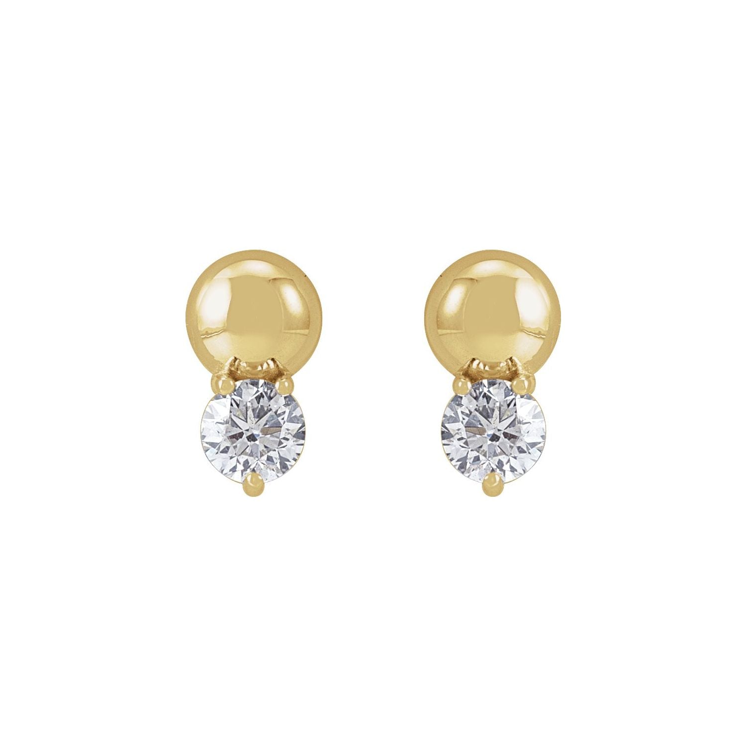 14K Yellow Gold 1/3ct Lab-grown Diamond Bead Earring Clarity SI Color G-H