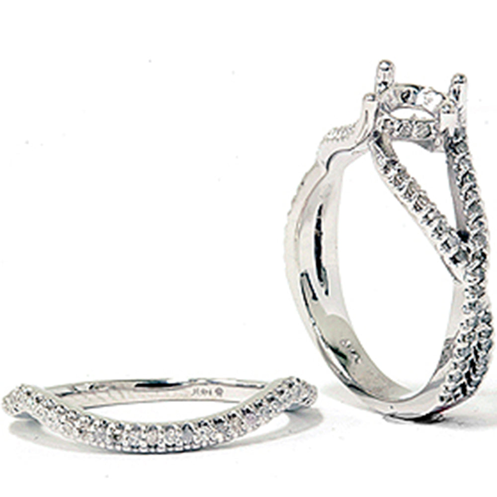 5/8 ct Diamond Engagement Wedding Ring Set 14K White Gold