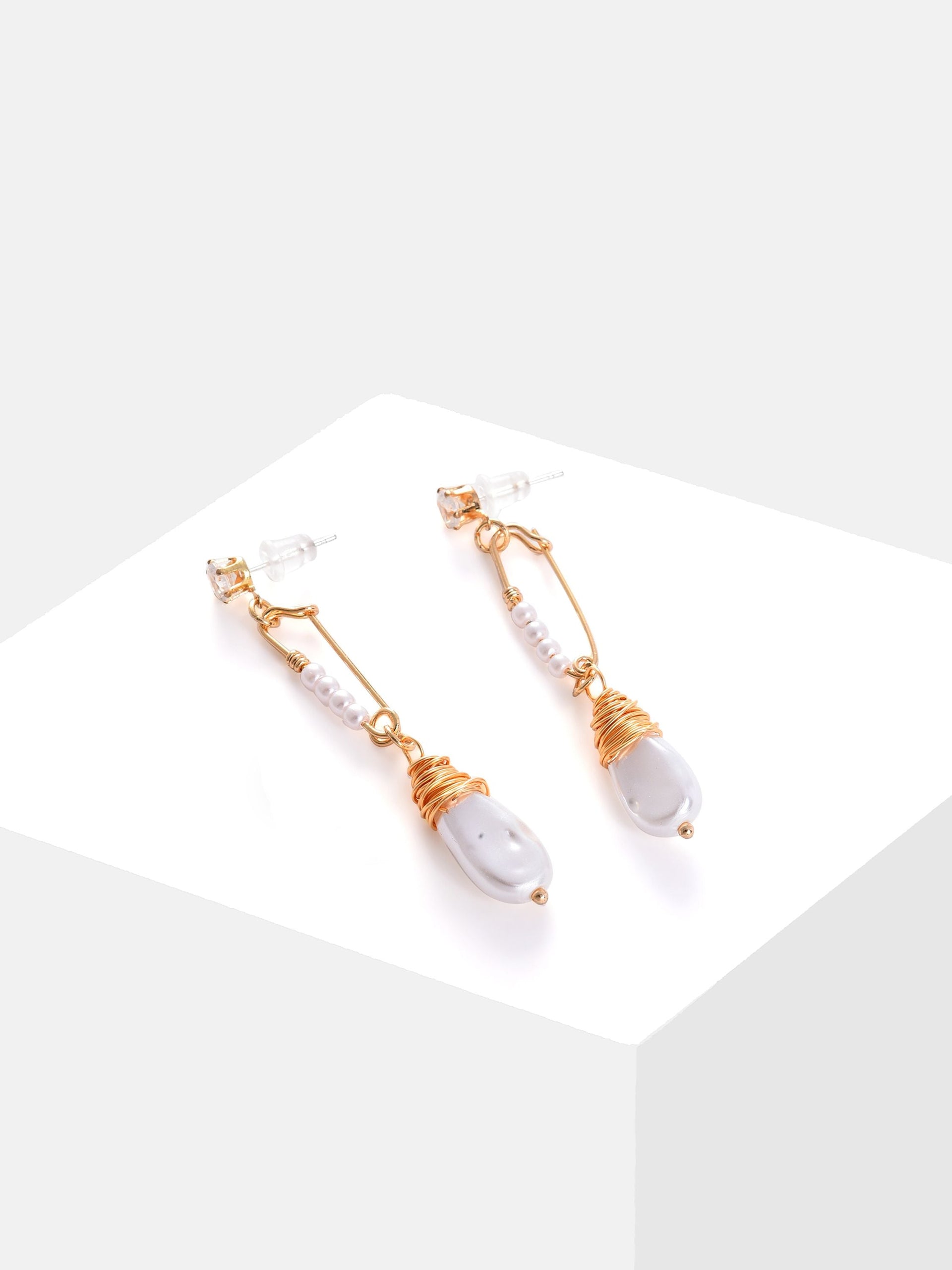 Gold Plated Pearl Beaded Drop Earring