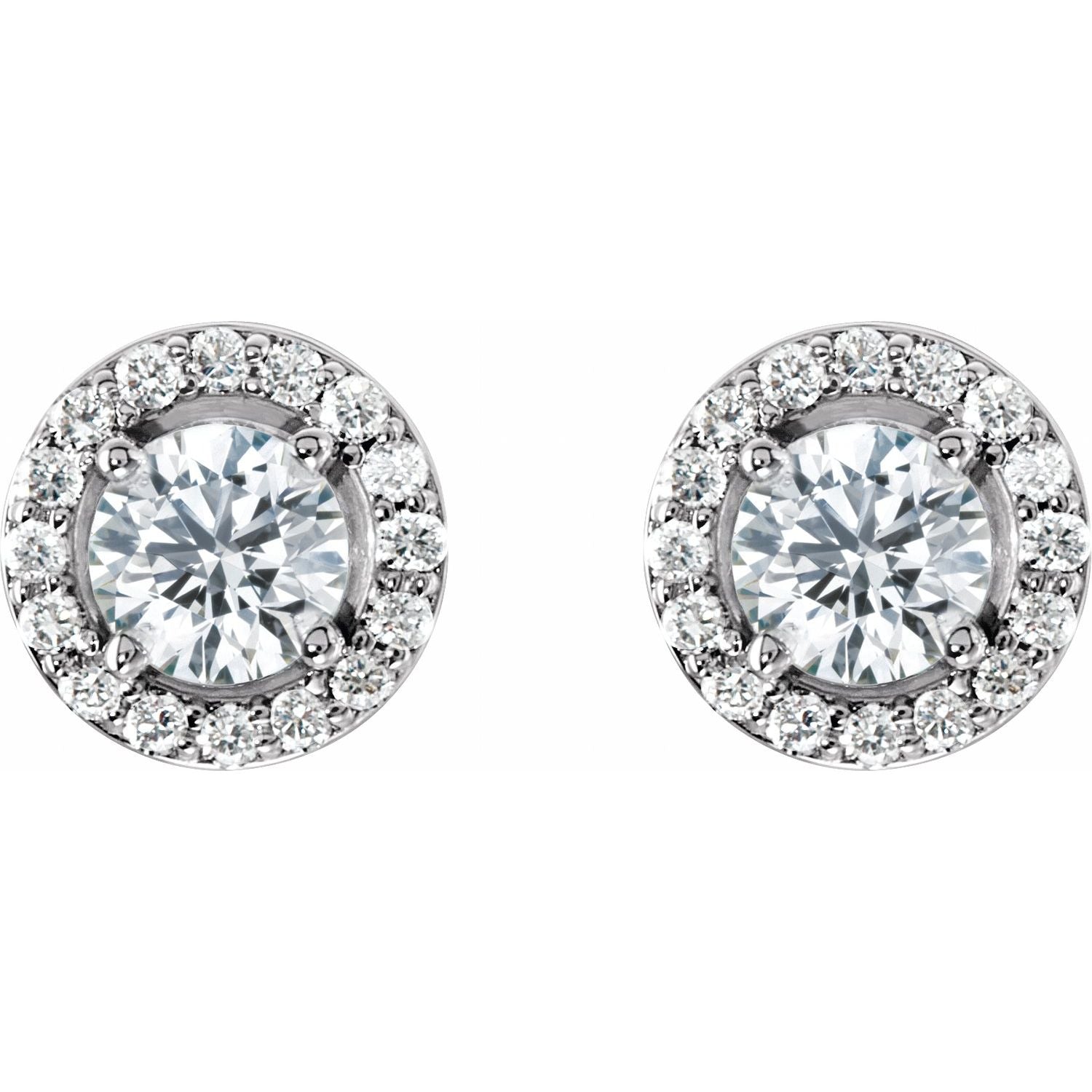 14k Gold 1 1/3ct Lab-grown Diamond Halo Stud Earrings Clarity SI Color G-H