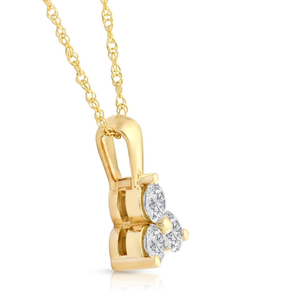 1Ct Diamond Three Stone Pendant in 14k White Yellow Rose Gold Necklace