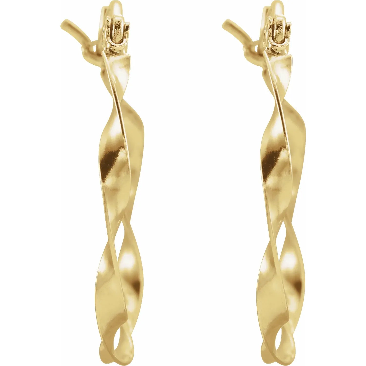 14K Yellow Twisted 20 mm Hoop Earrings