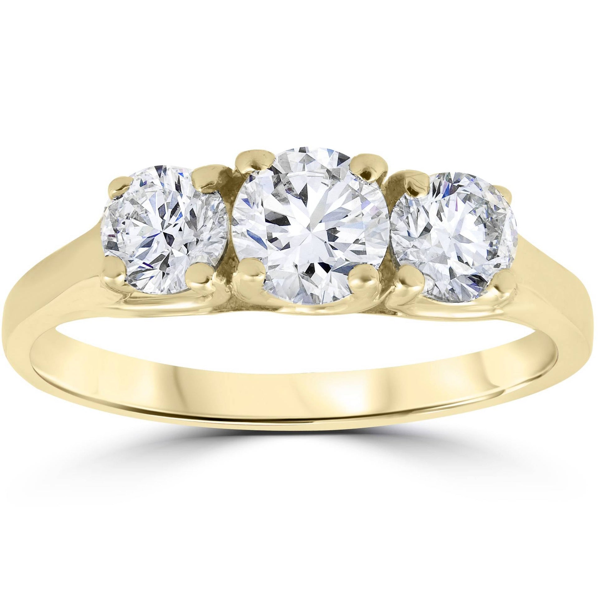 1ct 3-Stone Diamond Engagement Ring 14K Yellow Gold
